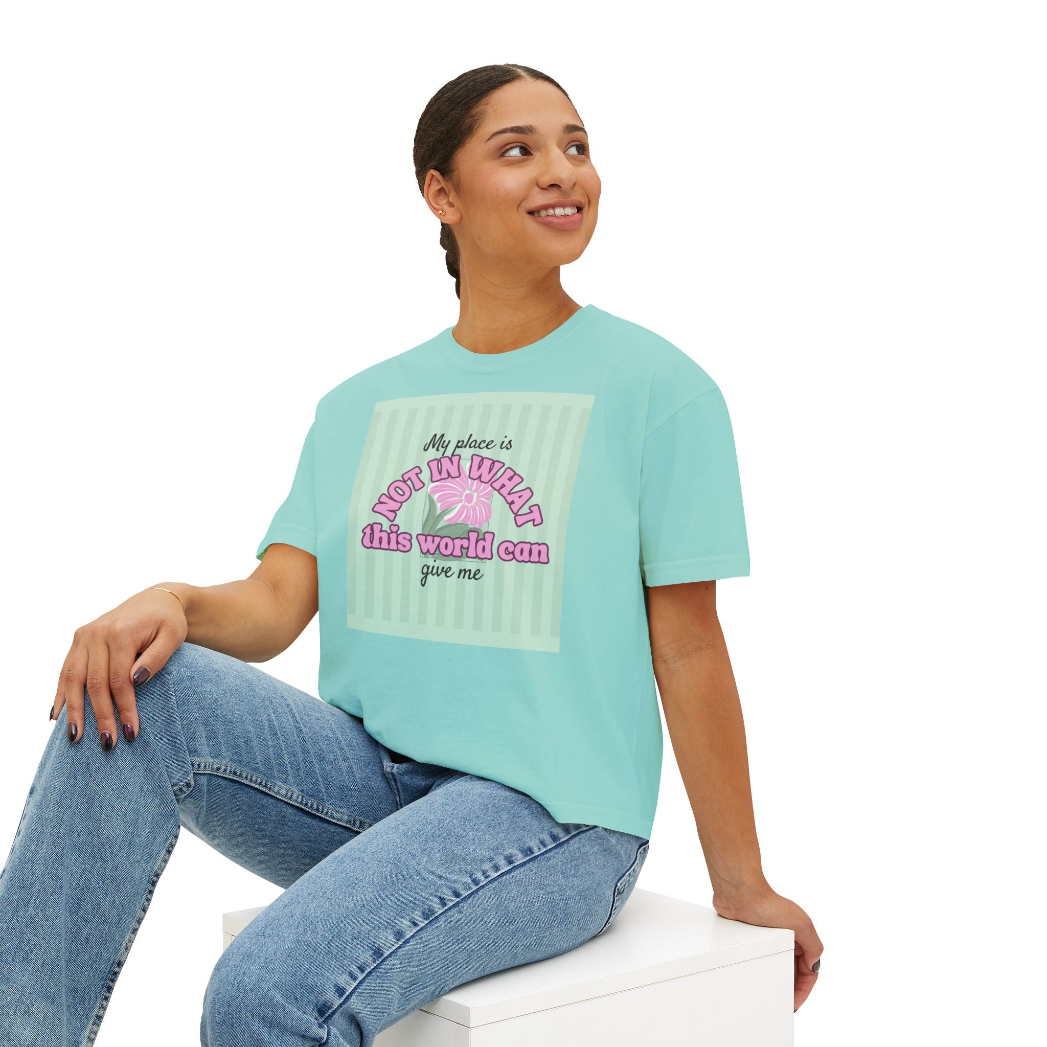 Women’s Retro Boxy Tee — 'My place is not in what this world can give me, But in the purpose God designed for my life'
