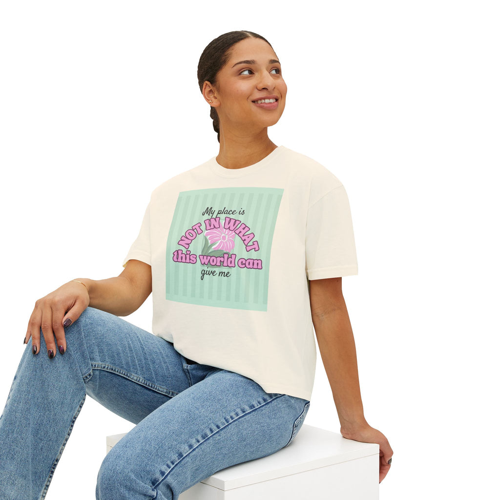 Women’s Retro Boxy Tee — 'My place is not in what this world can give me, But in the purpose God designed for my life'
