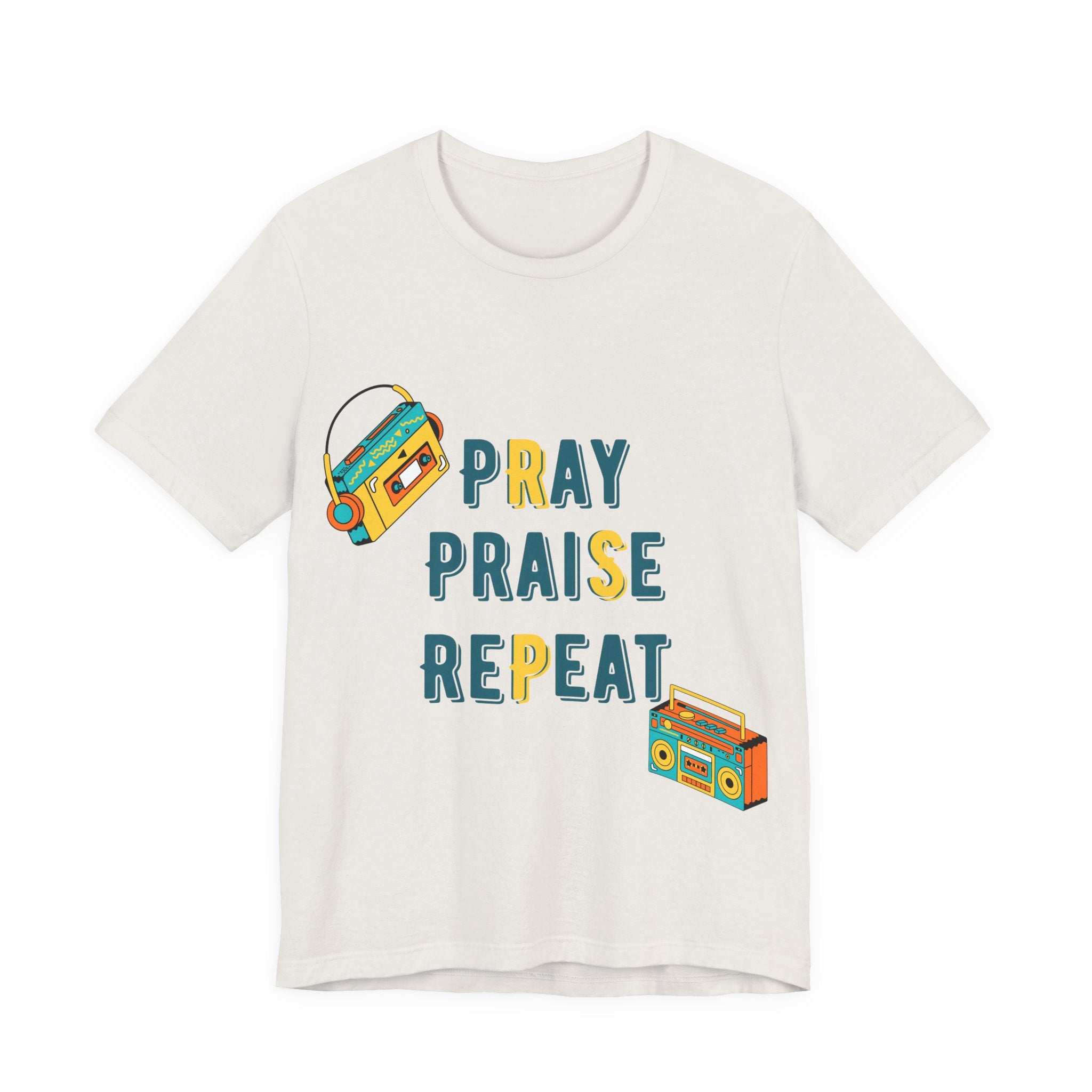 Men's Pray Praise Repeat T-Shirt — Vintage Boombox Christian Tee