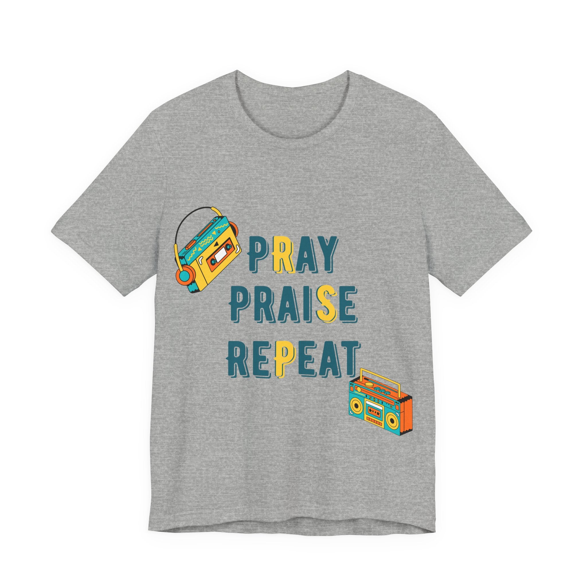 Men's Pray Praise Repeat T-Shirt — Vintage Boombox Christian Tee