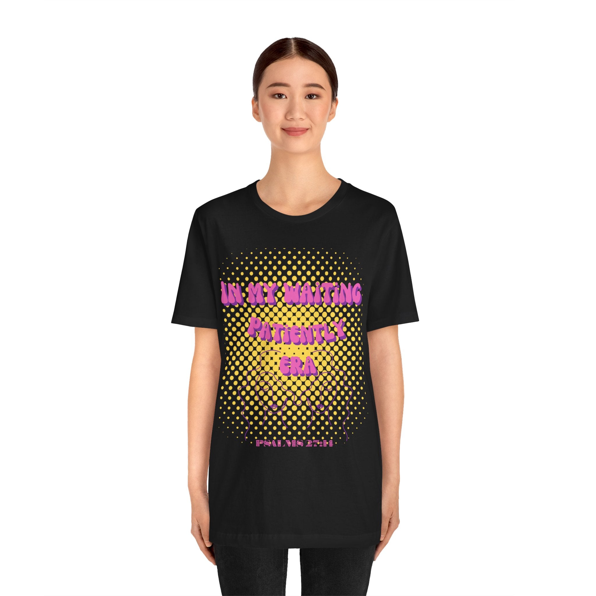 Women's 'In my Waiting Patiently Era' Tee - Yellow Graphic Jersey Short Sleeve