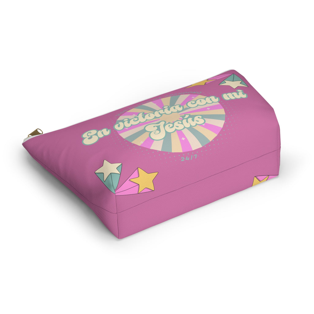 En victoria con mi Jesús Accessory Pouch — Pink Faith Bag