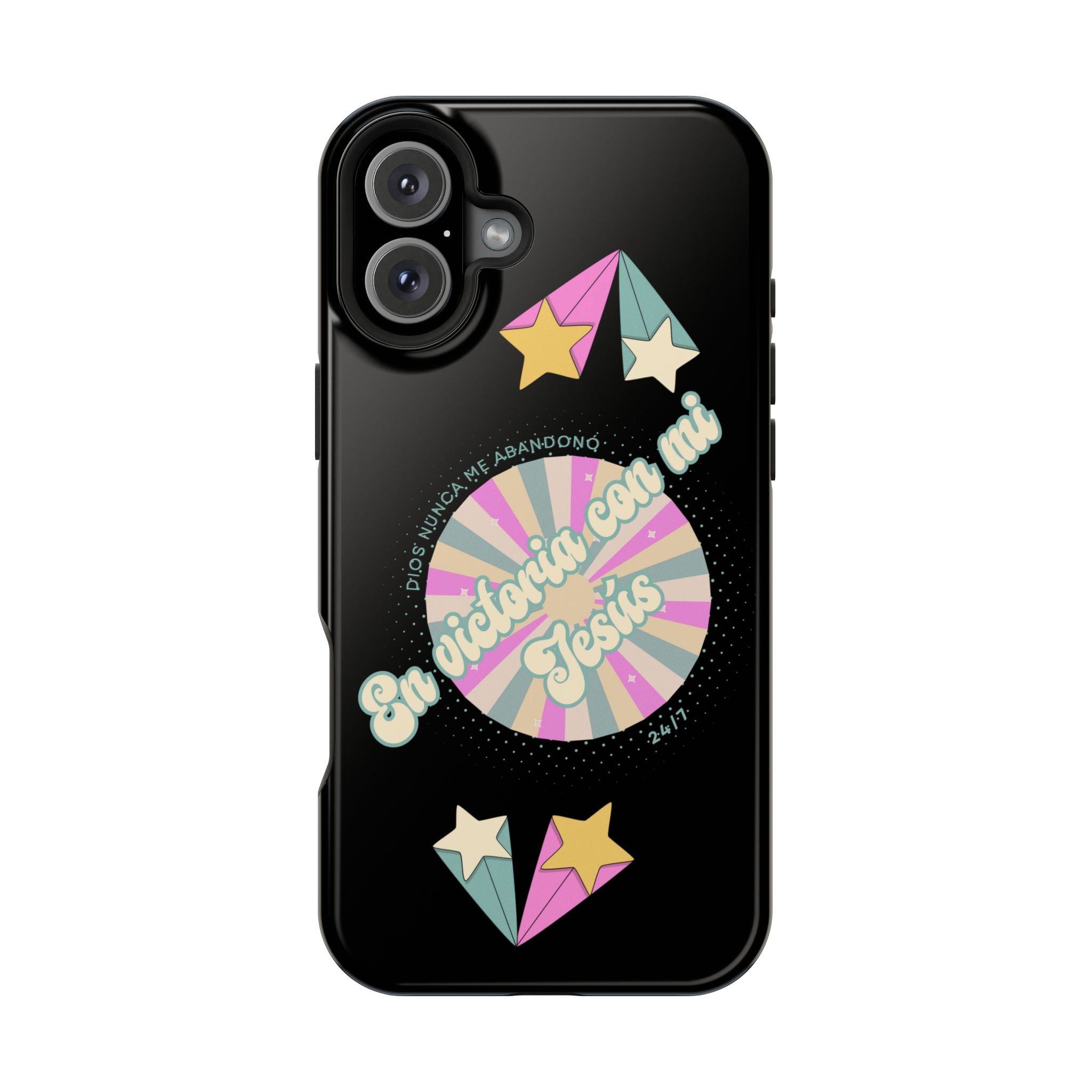 Mujeres Cover de Telefono Magnético e Impacto Resistente— "En Victoria con mi Jesús" Retro Star Design