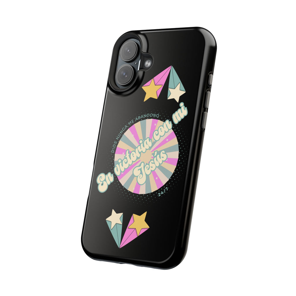 Mujeres Cover de Telefono Magnético e Impacto Resistente— "En Victoria con mi Jesús" Retro Star Design