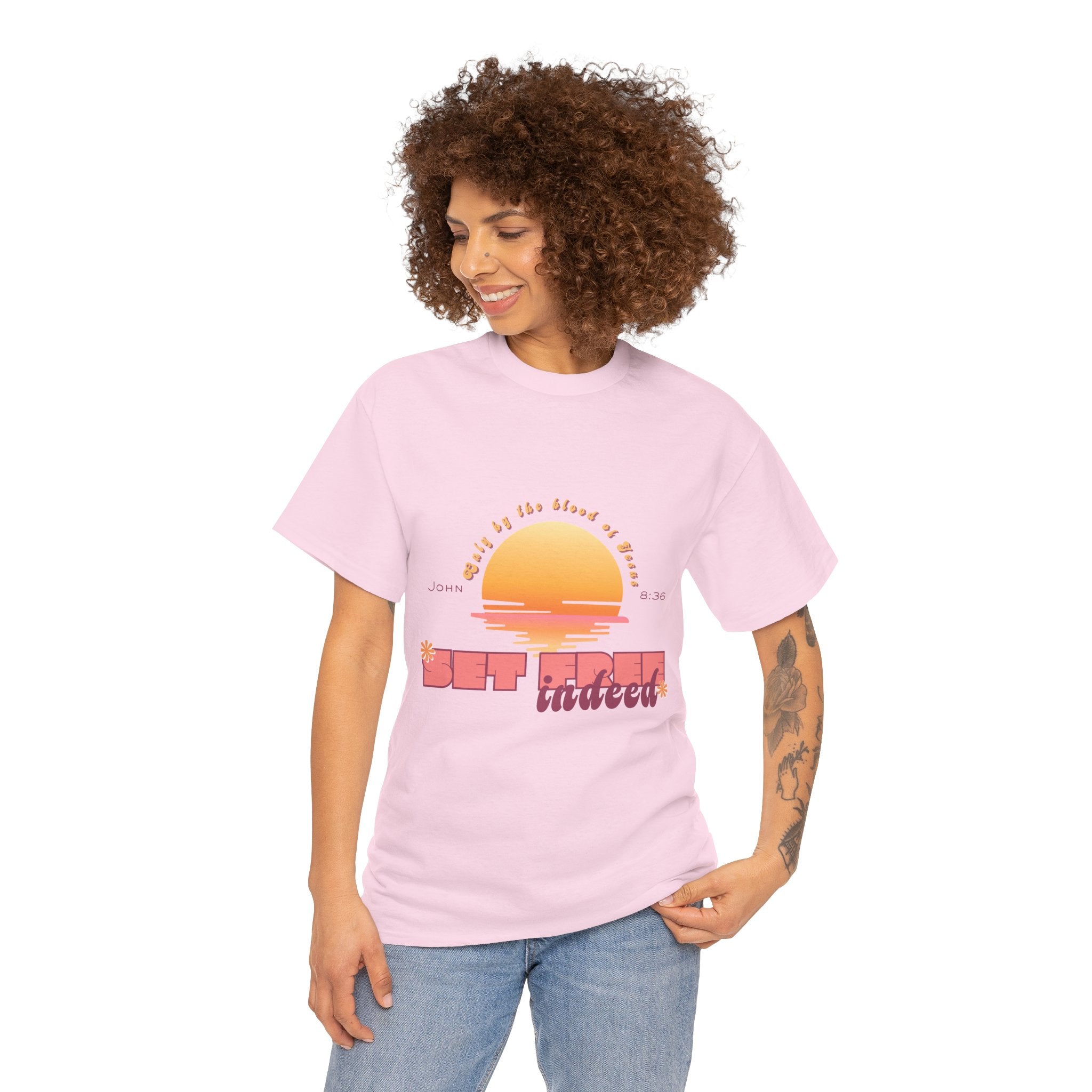 Women's 'Set free indeed' John 8:36- Heavy Cotton Tee