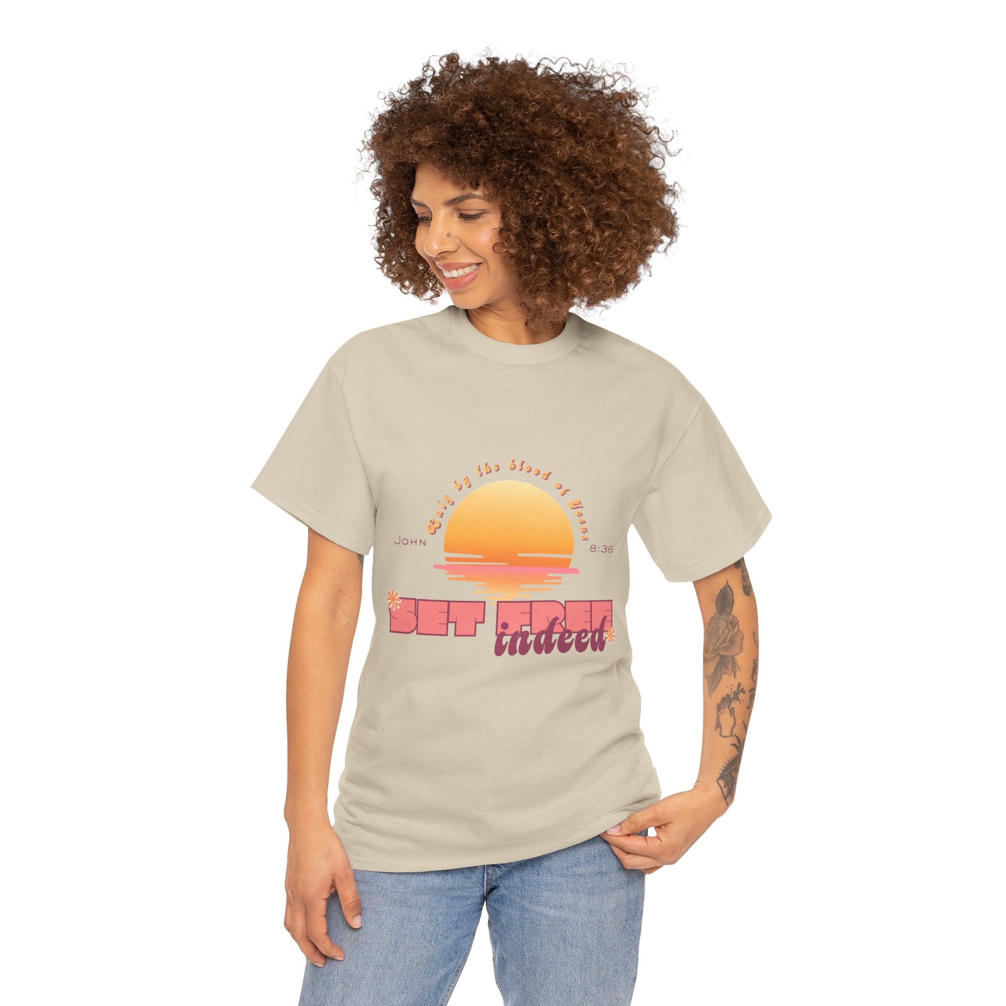 Women's 'Set free indeed' John 8:36- Heavy Cotton Tee