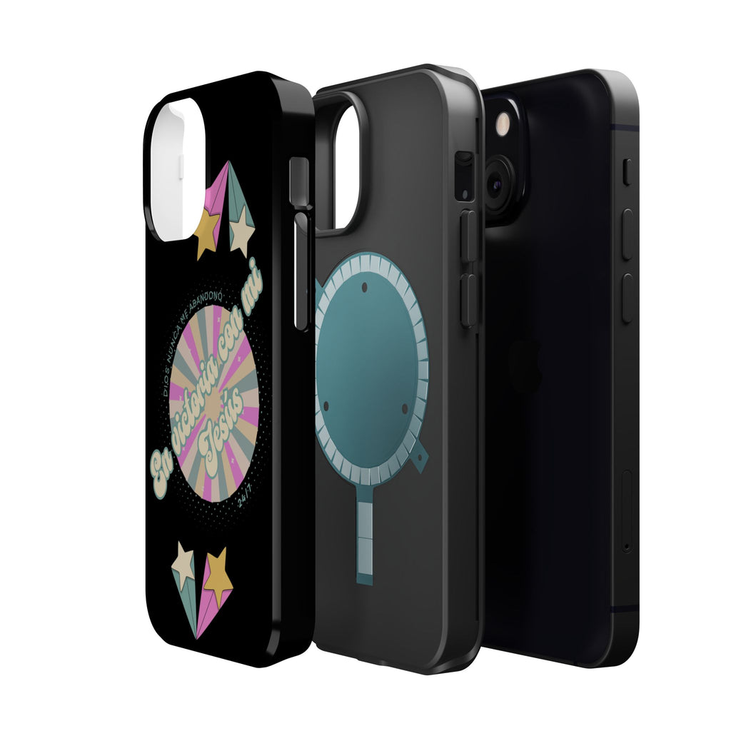 Mujeres Cover de Telefono Magnético e Impacto Resistente— "En Victoria con mi Jesús" Retro Star Design