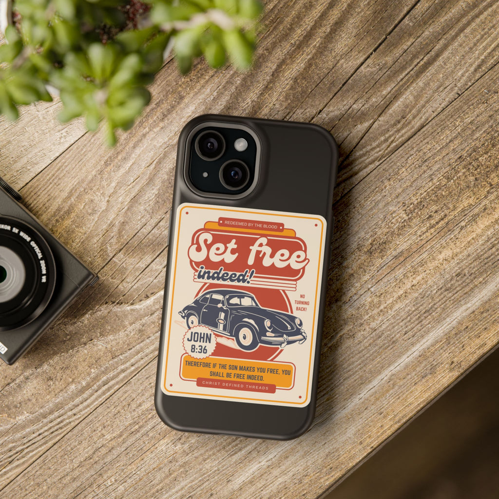 Men's 'Set free indeed' Vintage Graphic Phone Case — Magnetic Impact-Resistant
