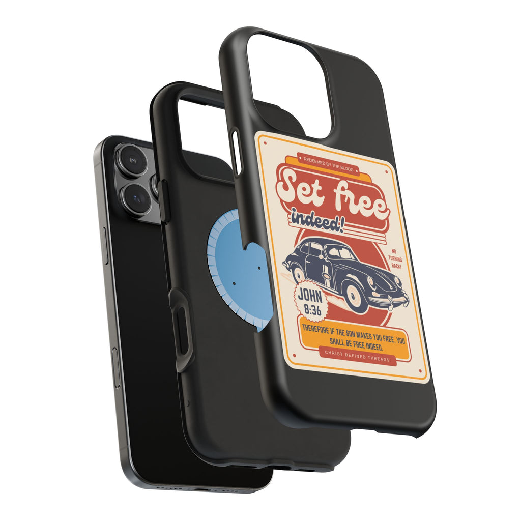 Men's 'Set free indeed' Vintage Graphic Phone Case — Magnetic Impact-Resistant