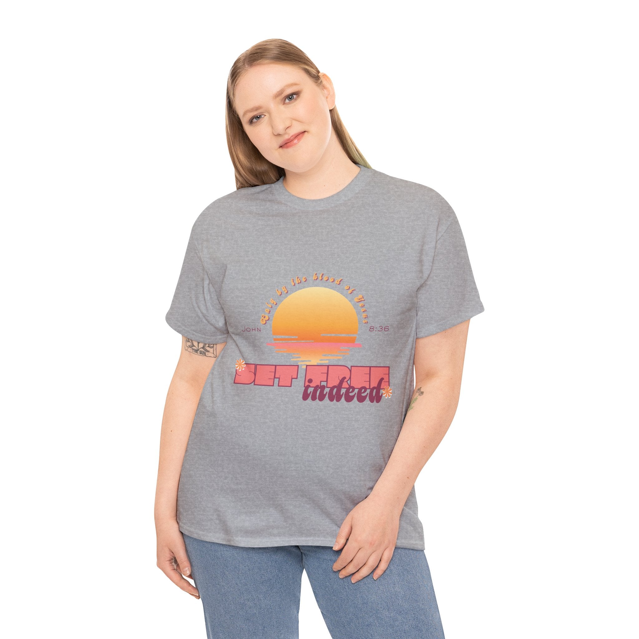 Women's 'Set free indeed' John 8:36- Heavy Cotton Tee
