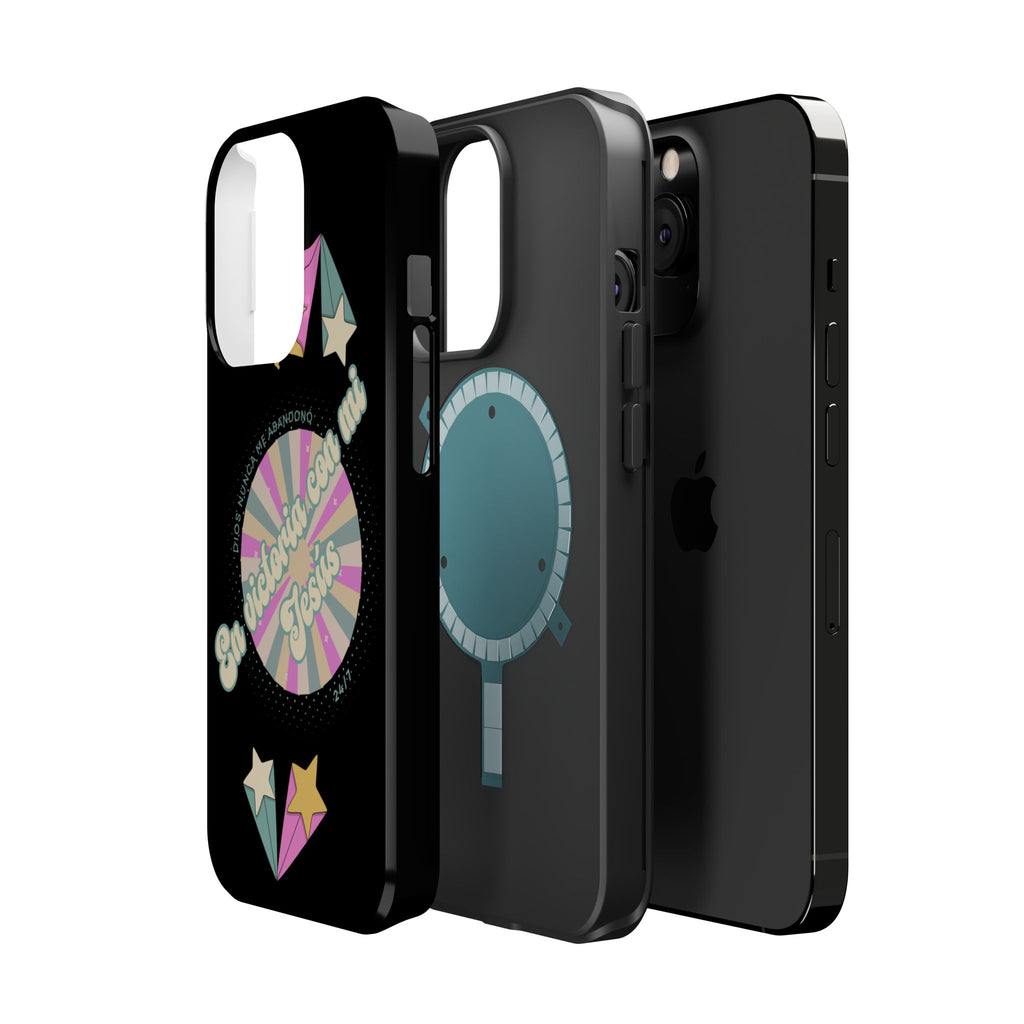 Mujeres Cover de Telefono Magnético e Impacto Resistente— "En Victoria con mi Jesús" Retro Star Design