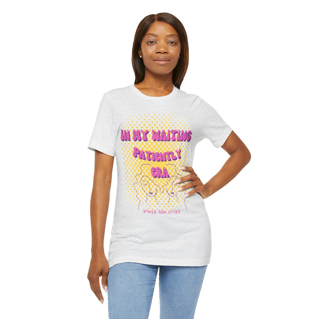 Women's 'In my Waiting Patiently Era' Tee - Yellow Graphic Jersey Short Sleeve