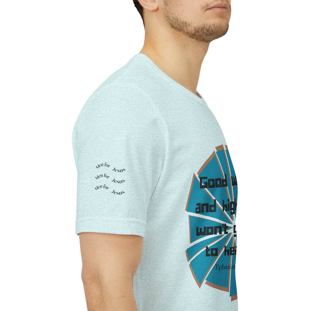 Mens Jersey Short Sleeve Tee- "Good works and high titles"