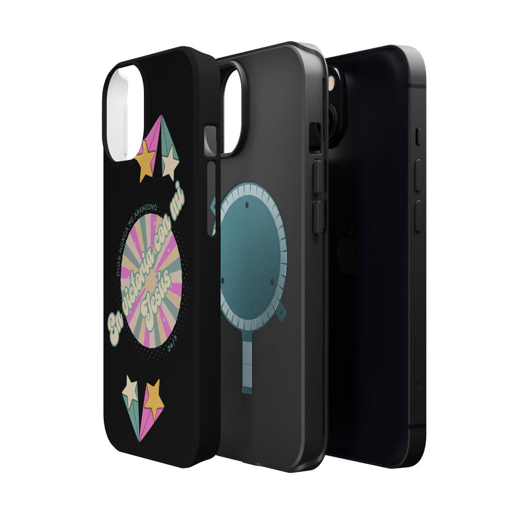 Mujeres Cover de Telefono Magnético e Impacto Resistente— "En Victoria con mi Jesús" Retro Star Design