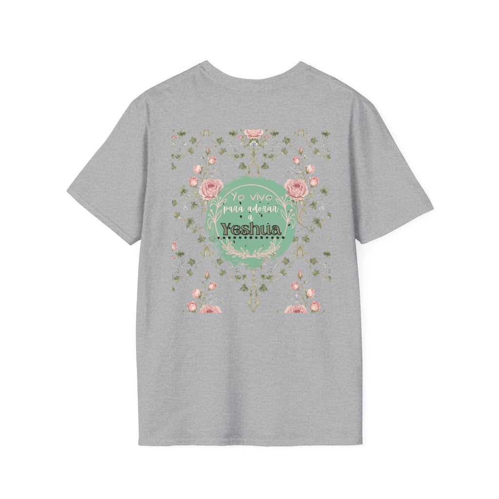 "Yo vivo para adorar a Yeshua" Camisa — Rosas y Color Menta Diseño
