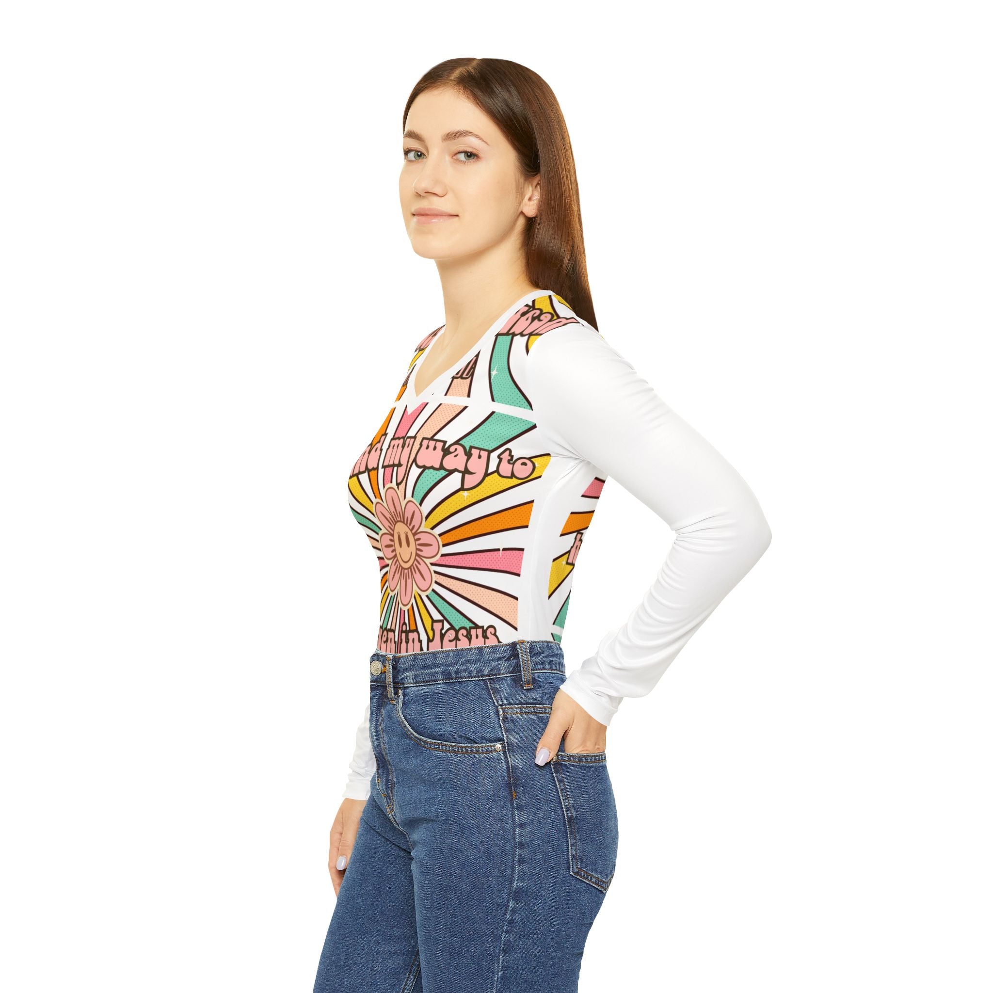 Women's John 14:6 Long Sleeve — Retro Floral 'I Found My Way to Heaven in Jesus' Shirt