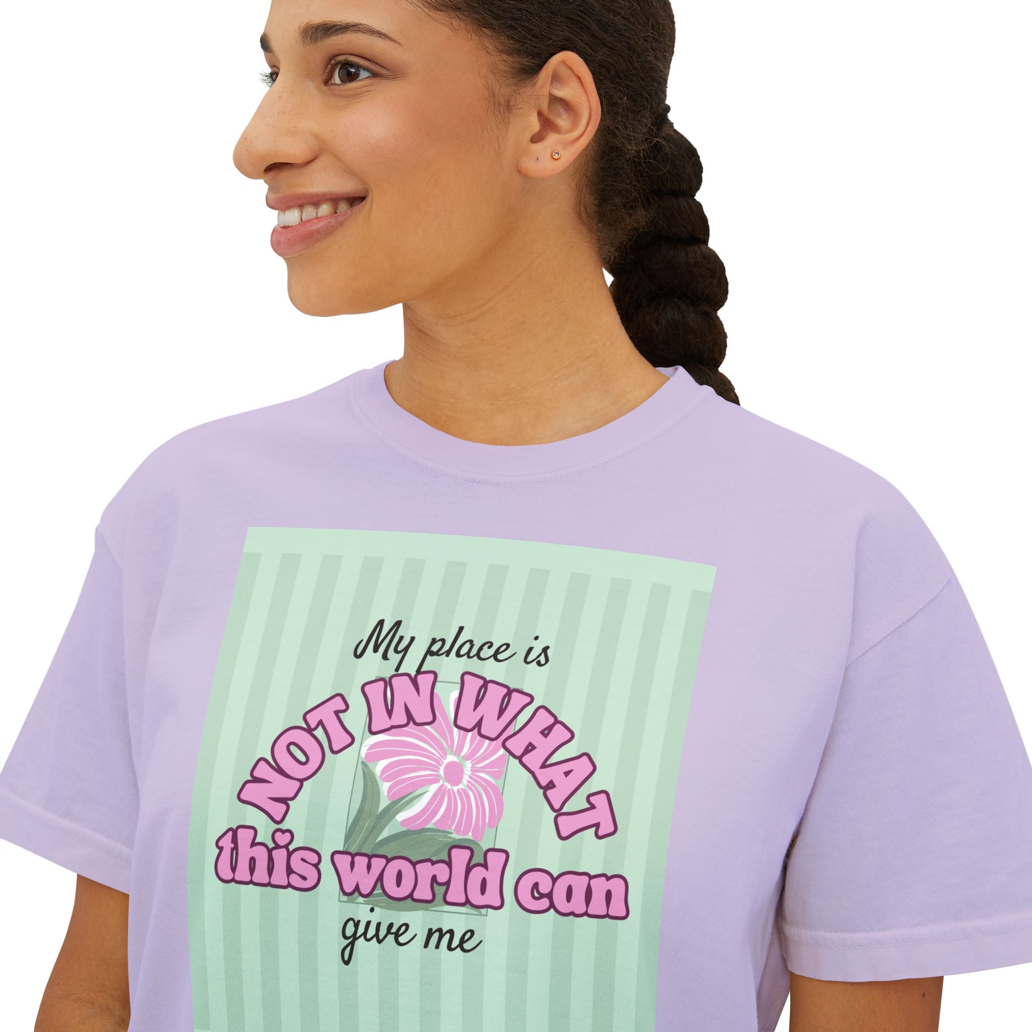Women’s Retro Boxy Tee — 'My place is not in what this world can give me, But in the purpose God designed for my life'