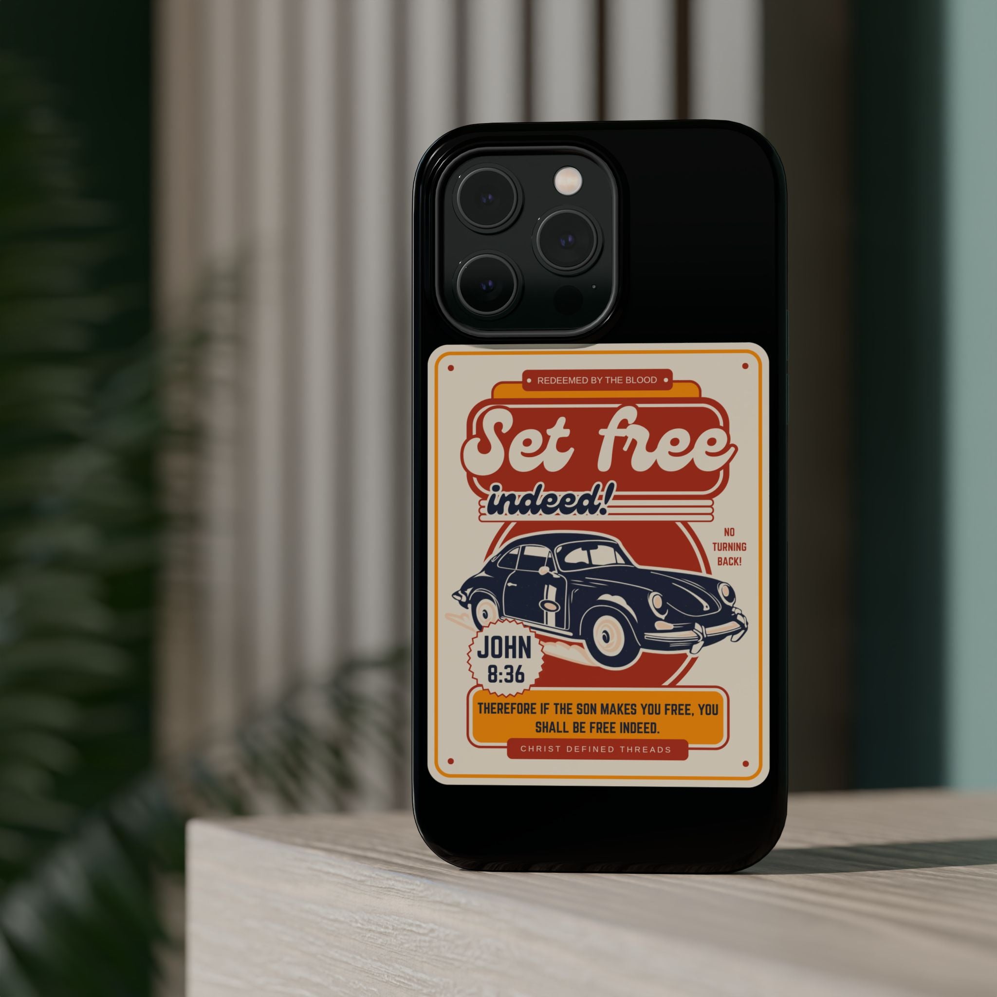 Men's 'Set free indeed' Vintage Graphic Phone Case — Magnetic Impact-Resistant