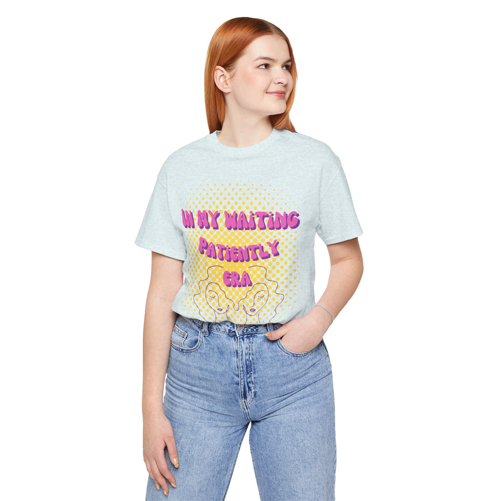 Women's 'In my Waiting Patiently Era' Tee - Yellow Graphic Jersey Short Sleeve