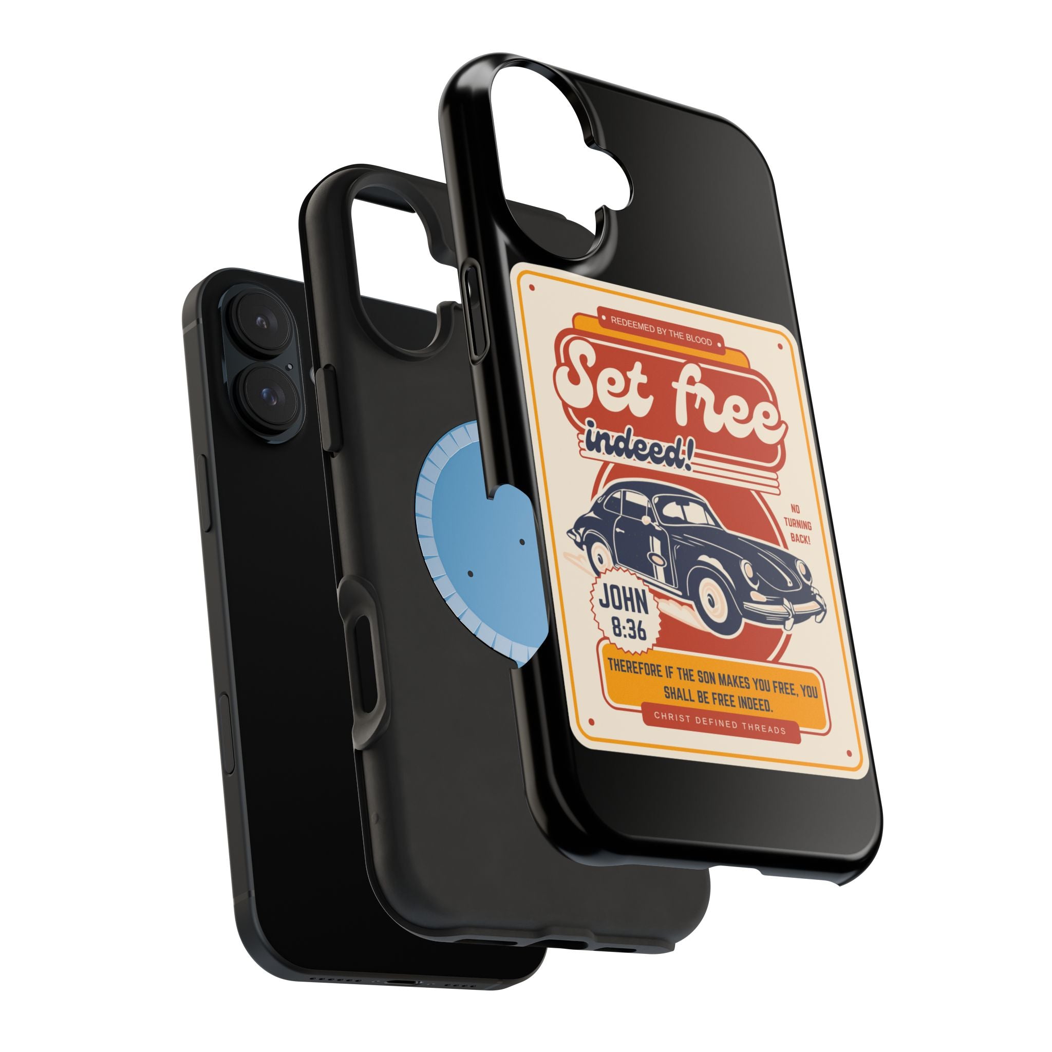 Men's 'Set free indeed' Vintage Graphic Phone Case — Magnetic Impact-Resistant