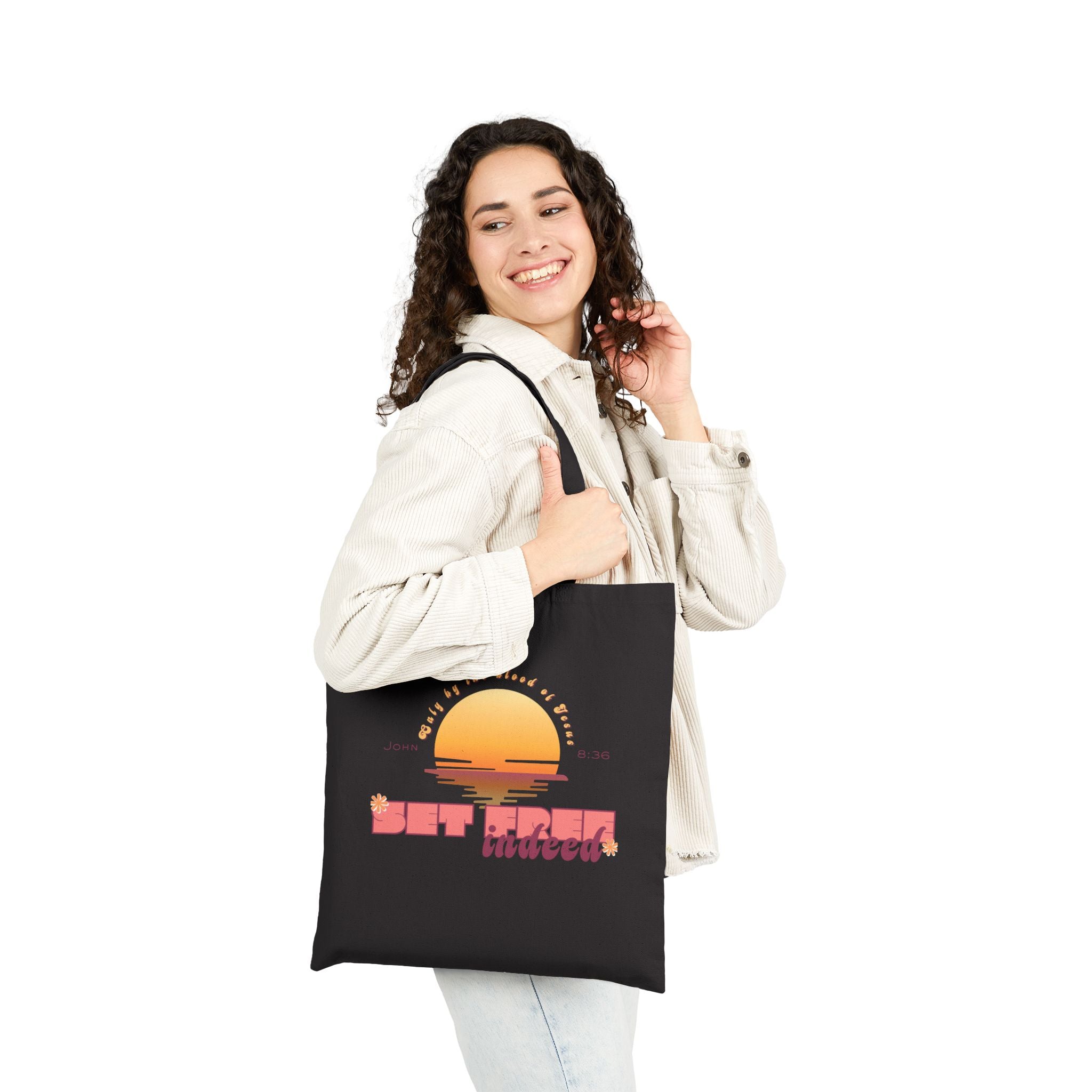 Womens'Tote 'Set free indeed'  Bag — Retro Sunset