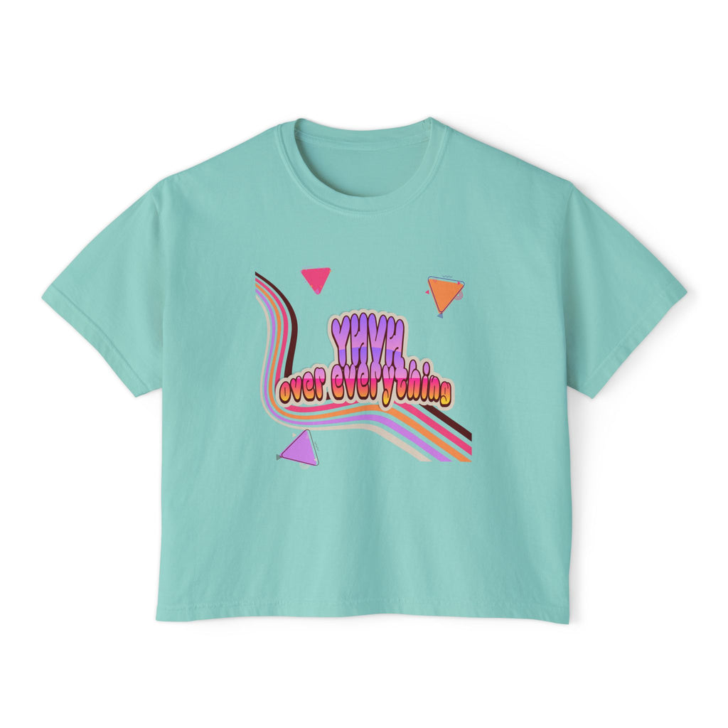 Retro 'YHVH over everything' Boxy Tee — Women's 90s Vibe Graphic T-Shirt