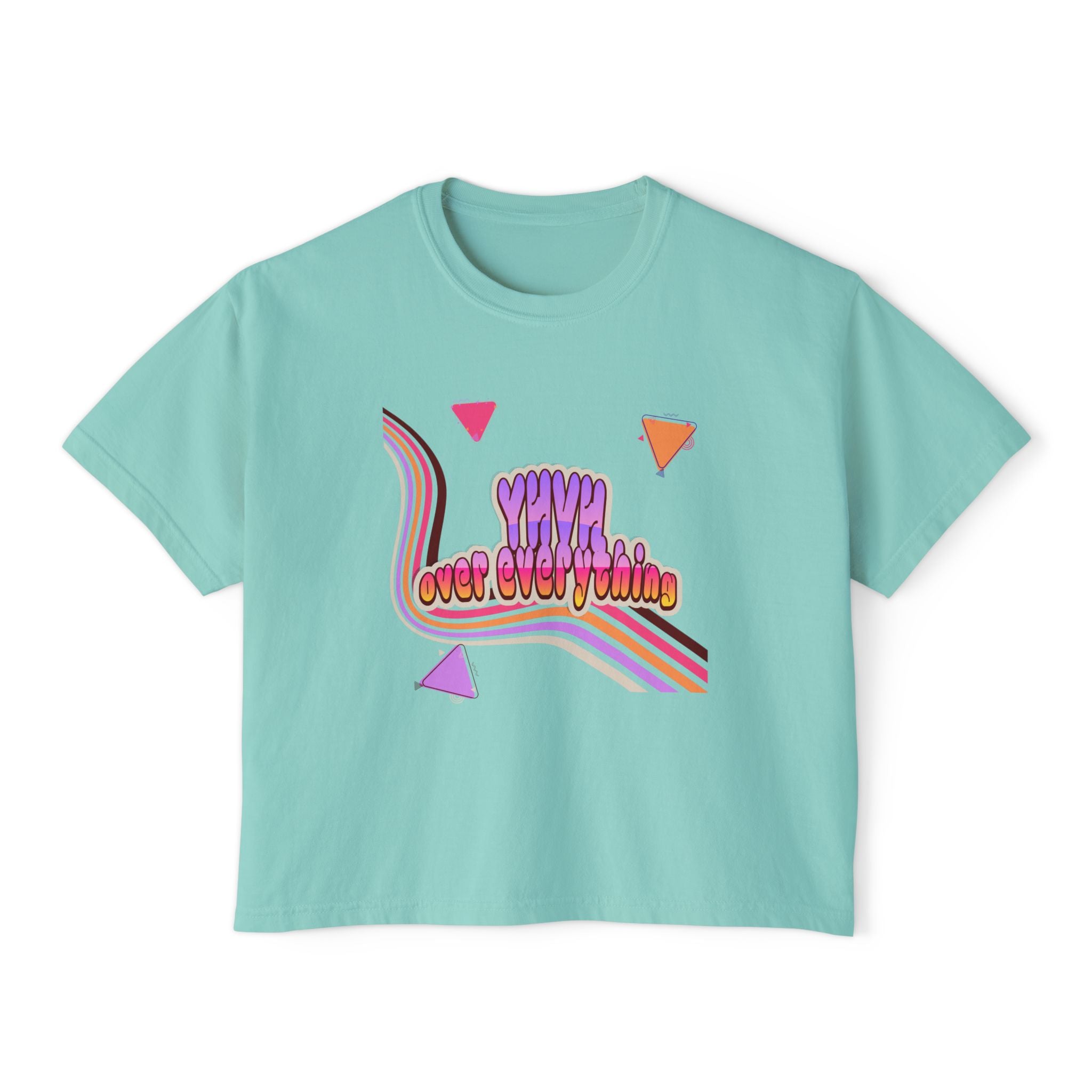 Retro 'YHVH over everything' Boxy Tee — Women's 90s Vibe Graphic T-Shirt