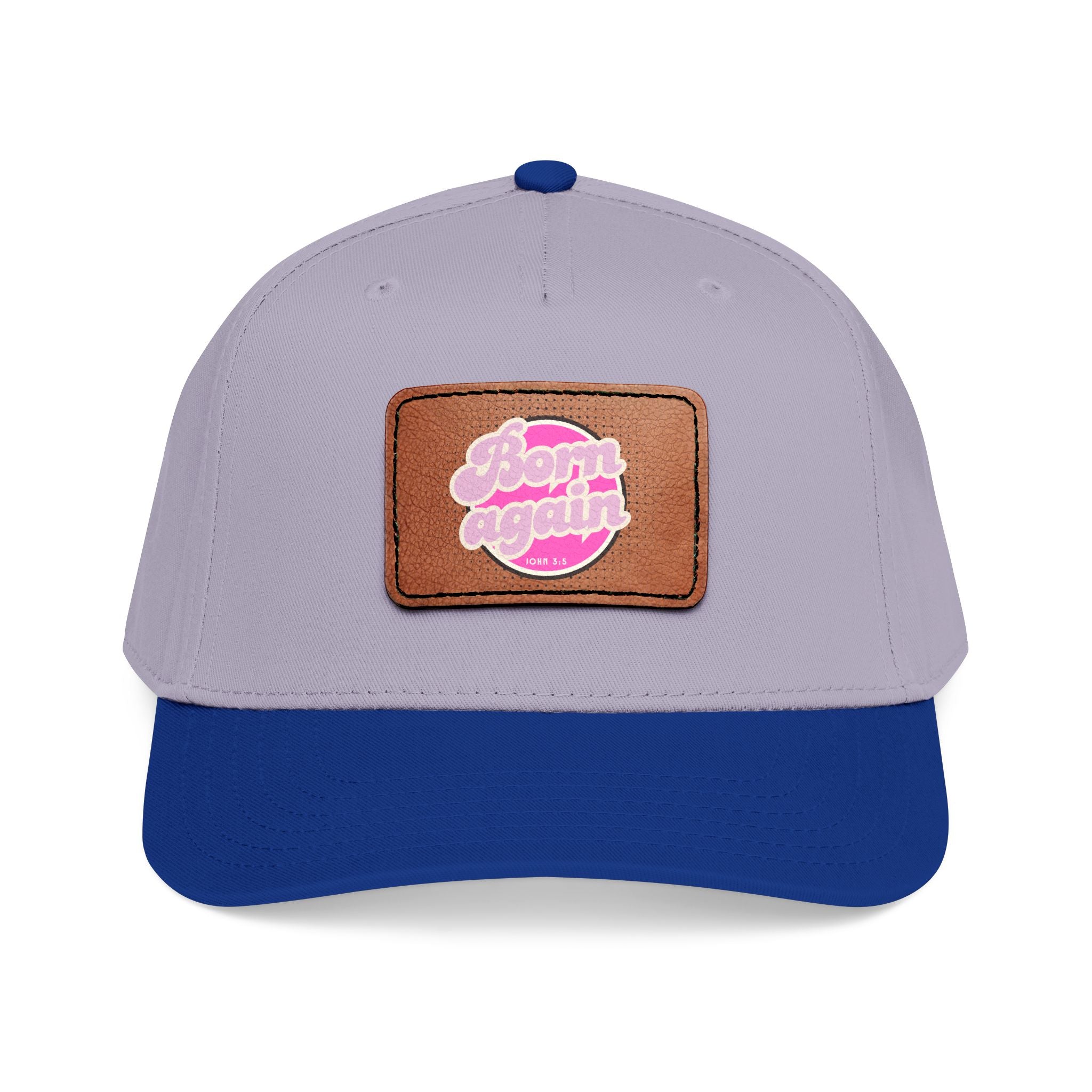 Women's 'Born Again' Leather Patch Baseball Cap — Retro Pink Logo Mid-Profile Hat