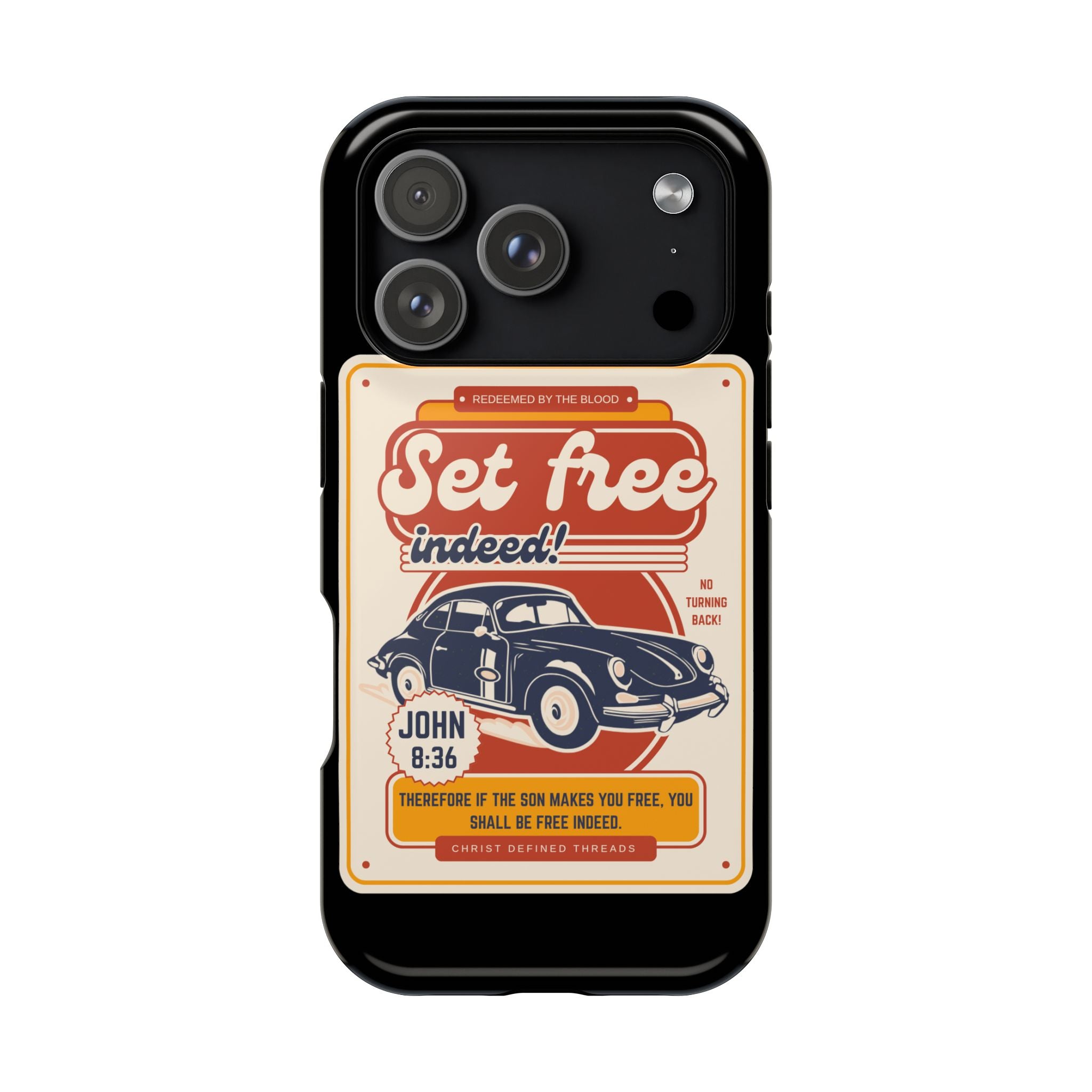 Men's 'Set free indeed' Vintage Graphic Phone Case — Magnetic Impact-Resistant