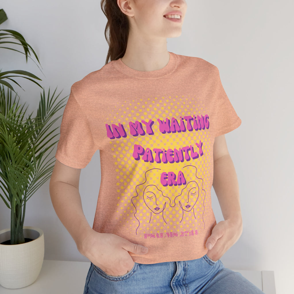 Women's 'In my Waiting Patiently Era' Tee - Yellow Graphic Jersey Short Sleeve