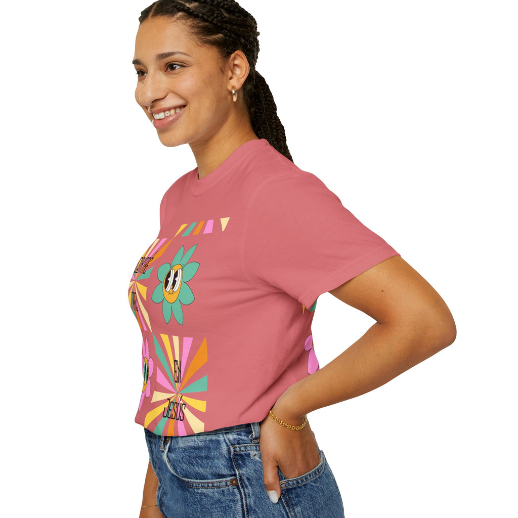 Woman's Spanish "Encontré paz en Jesús"- Camisa Retro Español