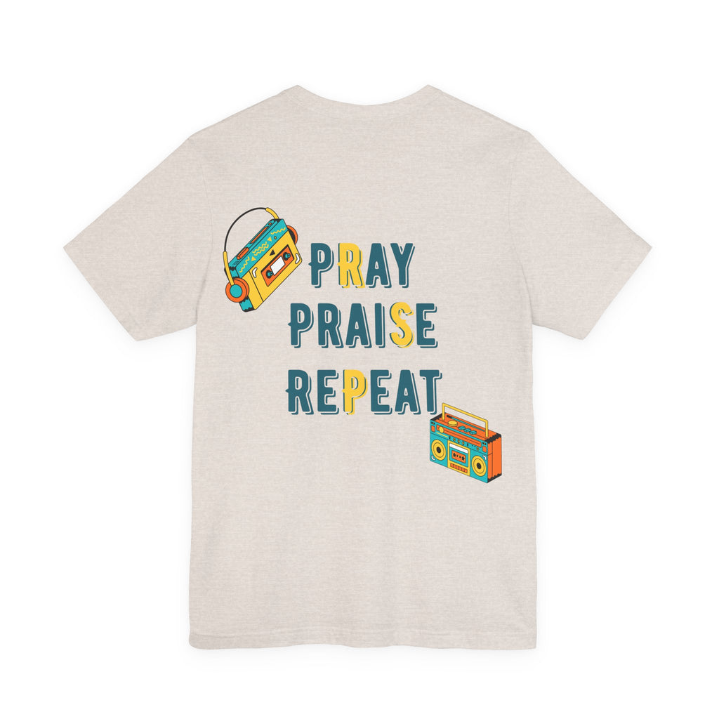 Men's Pray Praise Repeat T-Shirt — Vintage Boombox Christian Tee