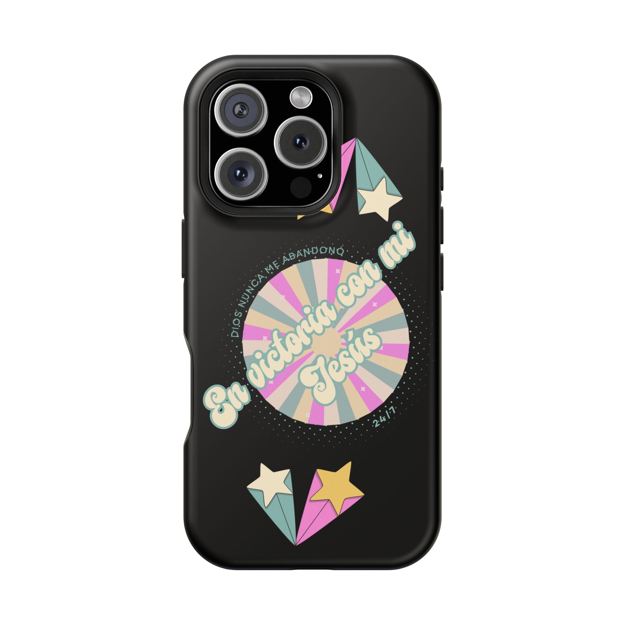 Mujeres Cover de Telefono Magnético e Impacto Resistente— "En Victoria con mi Jesús" Retro Star Design