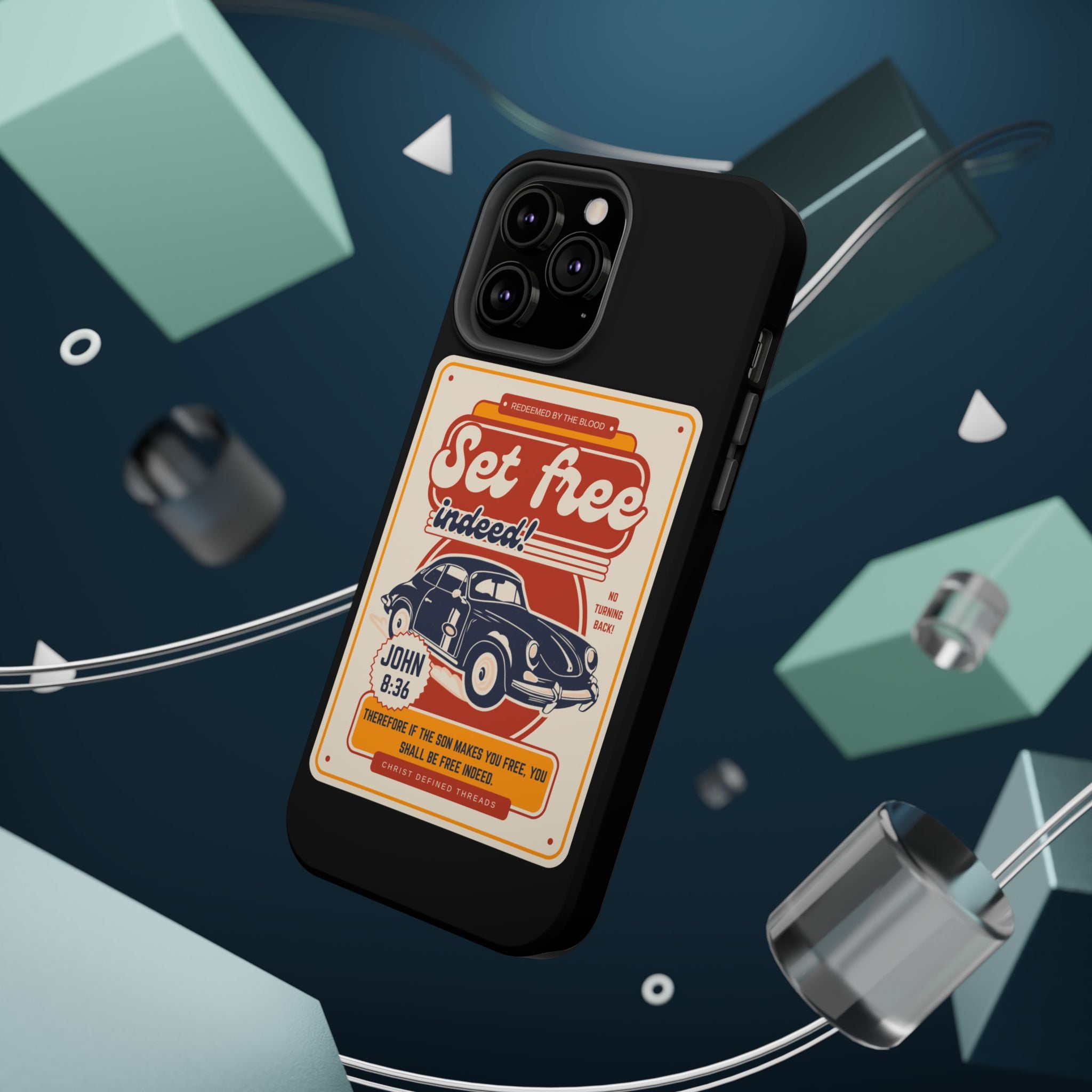 Men's 'Set free indeed' Vintage Graphic Phone Case — Magnetic Impact-Resistant