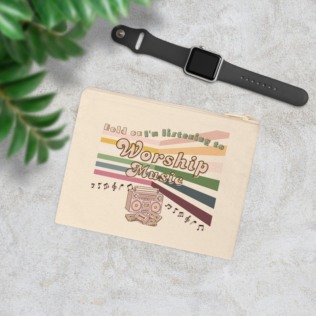 Worship Music Zipper Pouch — Retro Boombox Faith Accessory