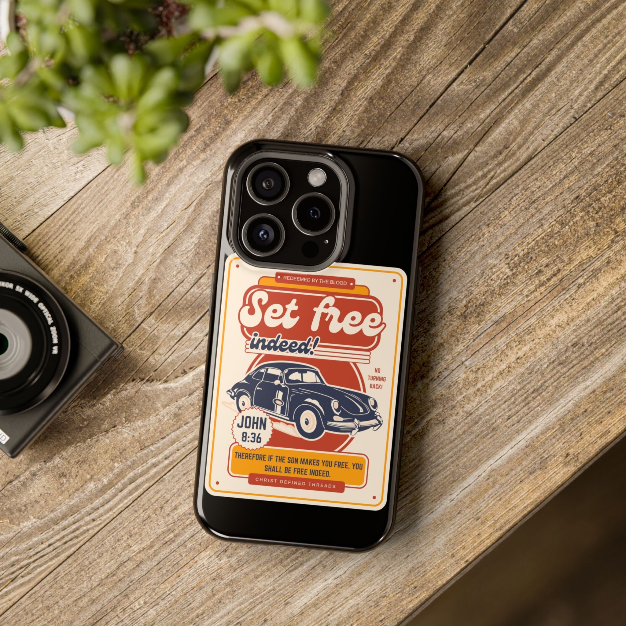 Men's 'Set free indeed' Vintage Graphic Phone Case — Magnetic Impact-Resistant