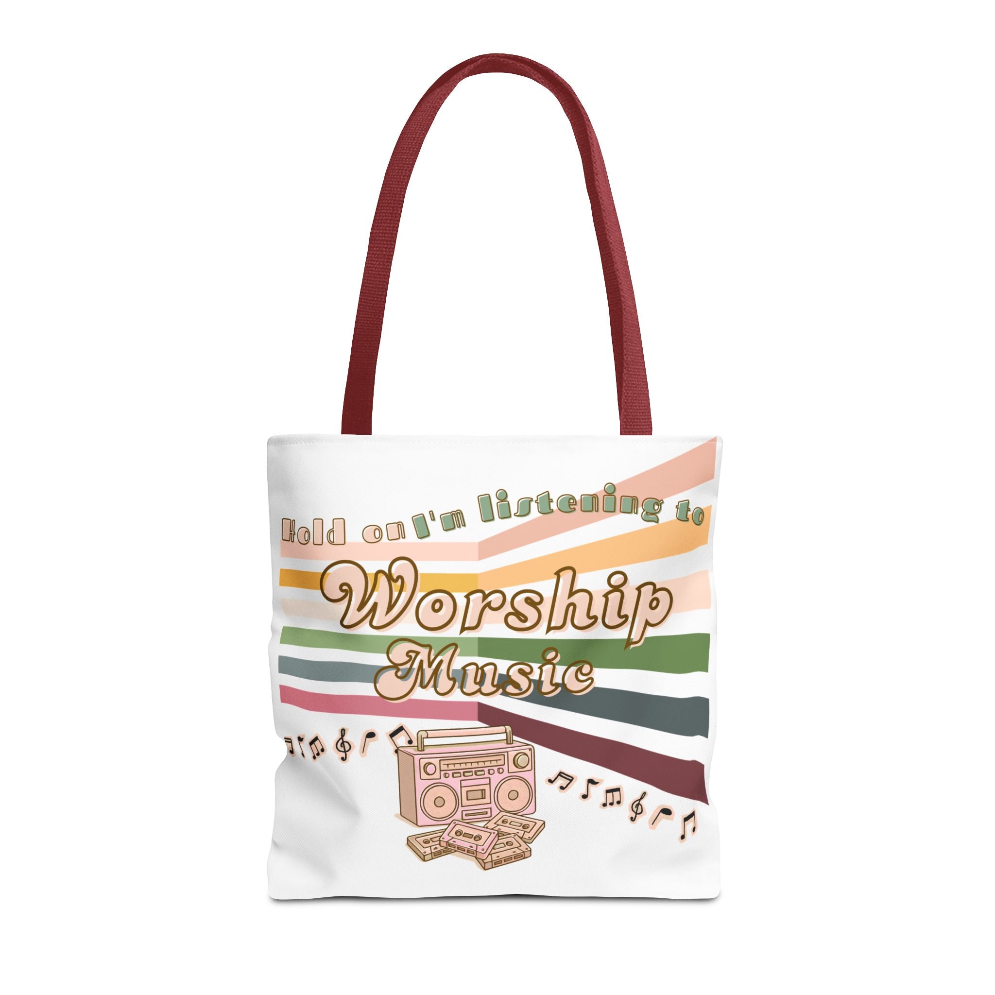 Worship Music Tote Bag – Faith-Inspired Retro Boombox Design