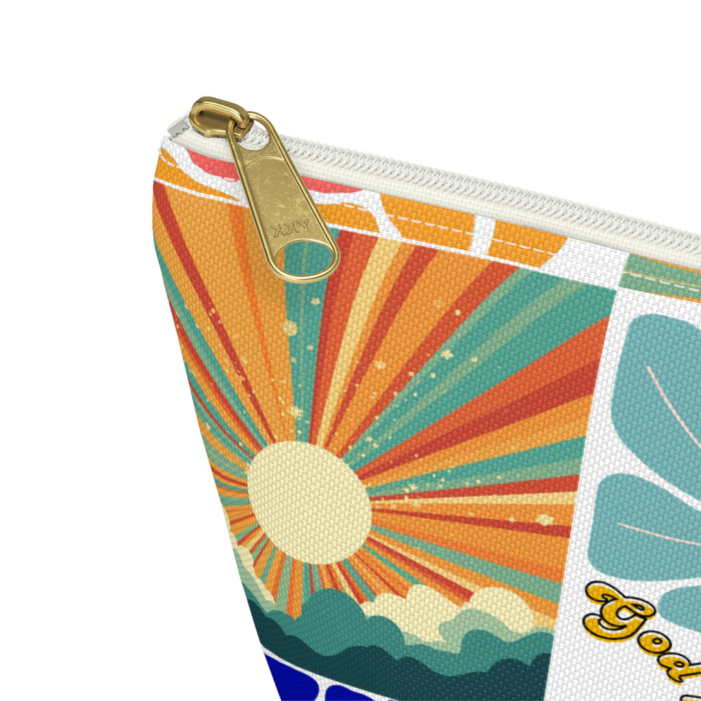 Retro Floral Sunrays Accessory Pouch — Colorful Sunrays T‑Bottom Bag
