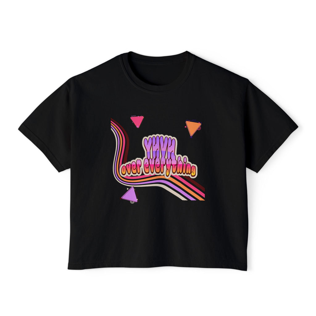 Retro 'YHVH over everything' Boxy Tee — Women's 90s Vibe Graphic T-Shirt
