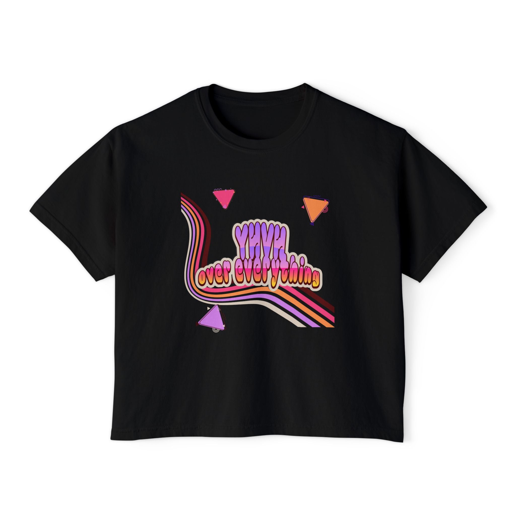 Retro 'YHVH over everything' Boxy Tee — Women's 90s Vibe Graphic T-Shirt