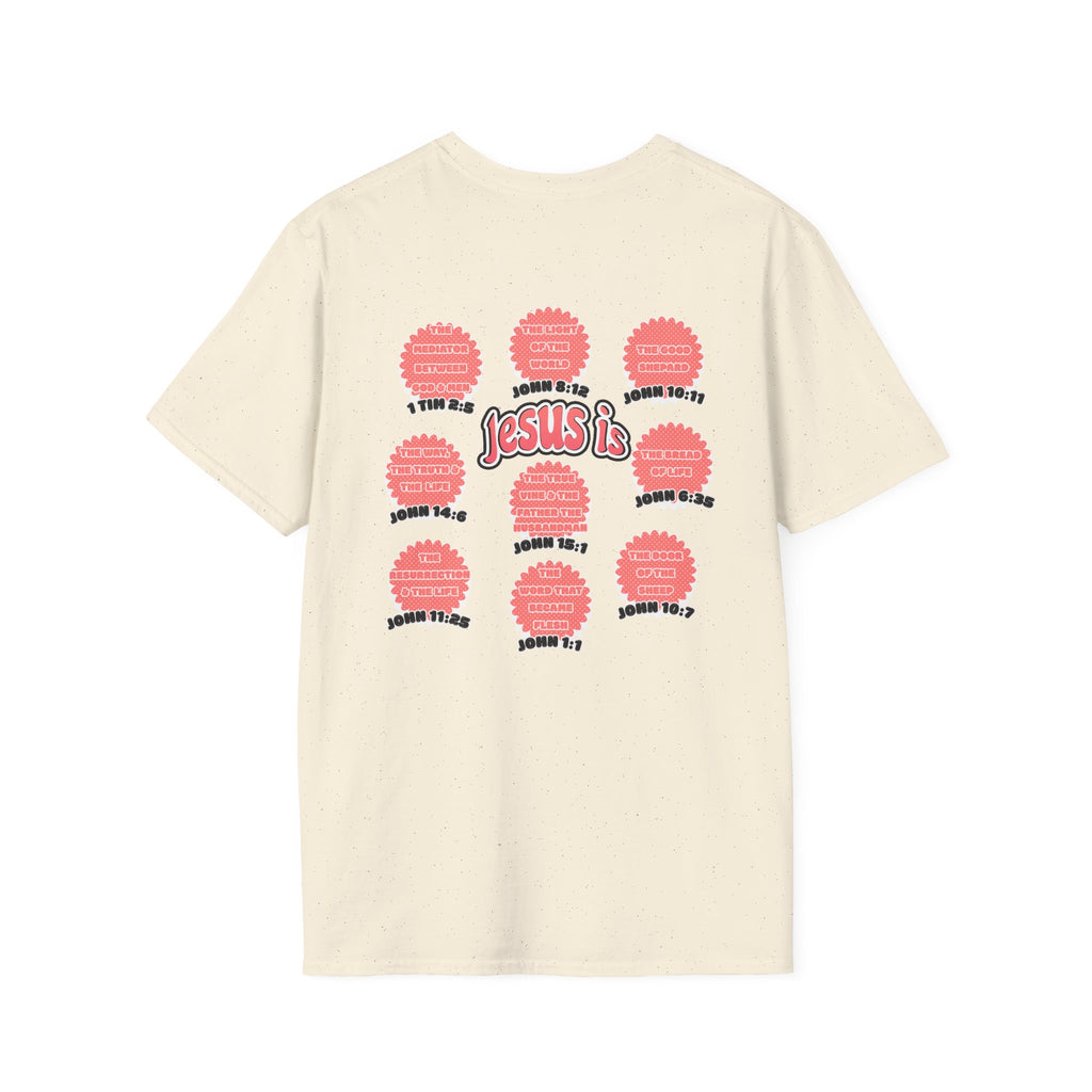 Women's 'Jesus is' T-Shirt — Inspirational Christian Scripture Tee (John 3:16, John 10:27)