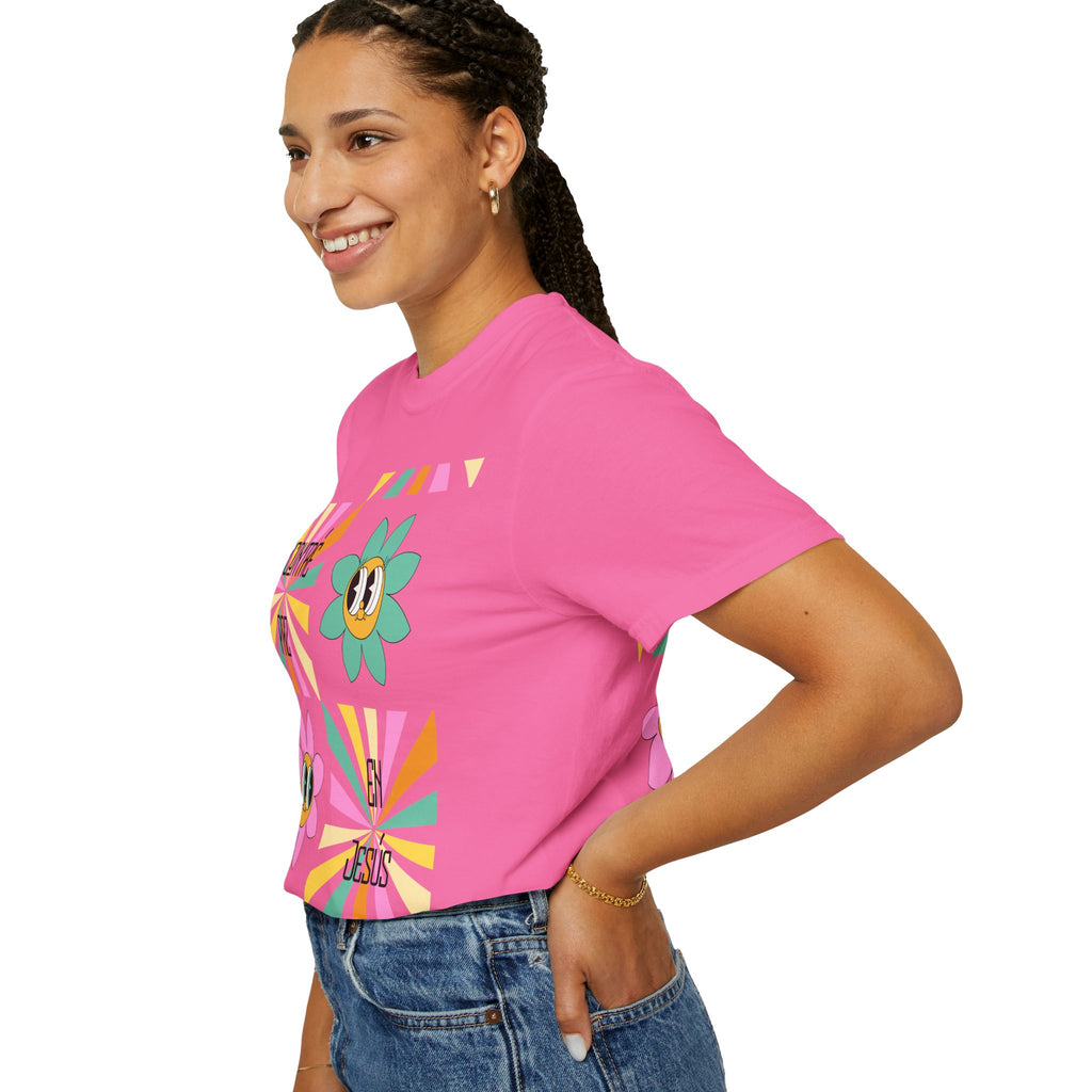 Woman's Spanish "Encontré paz en Jesús"- Camisa Retro Español
