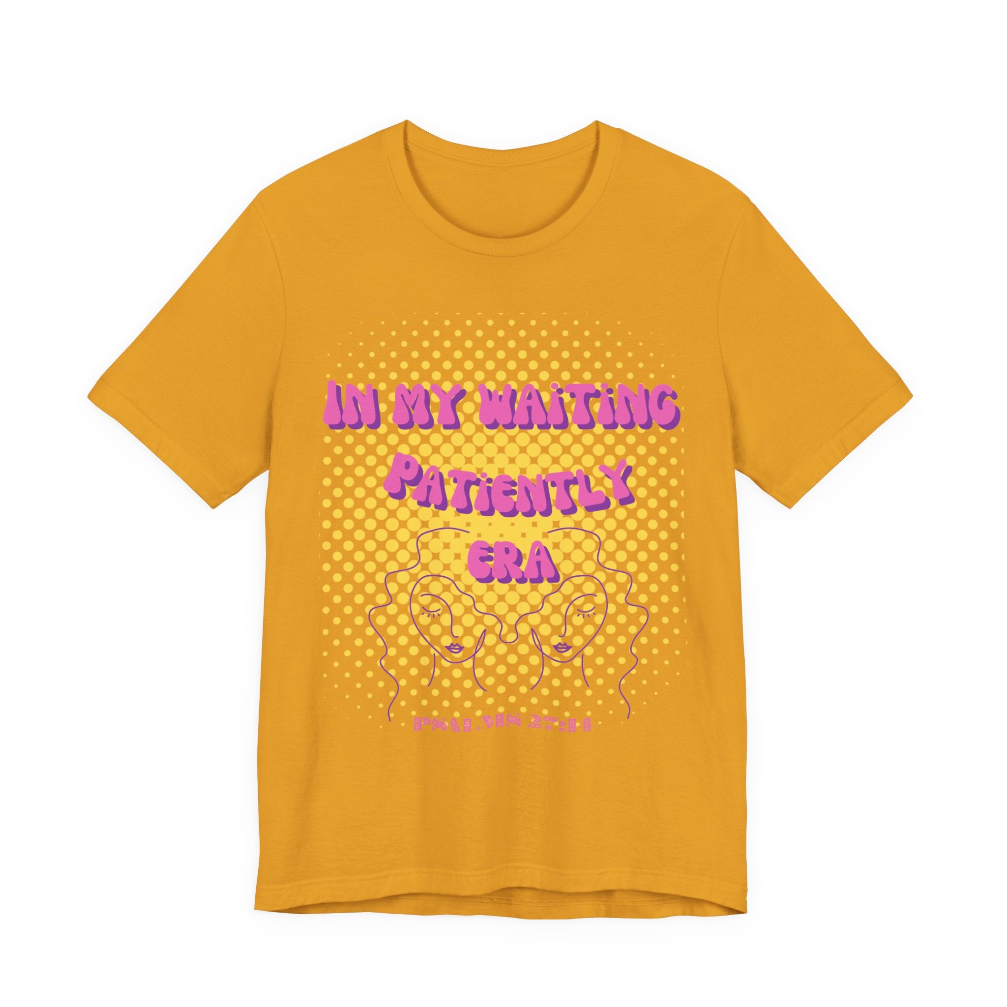Women's 'In my Waiting Patiently Era' Tee - Yellow Graphic Jersey Short Sleeve