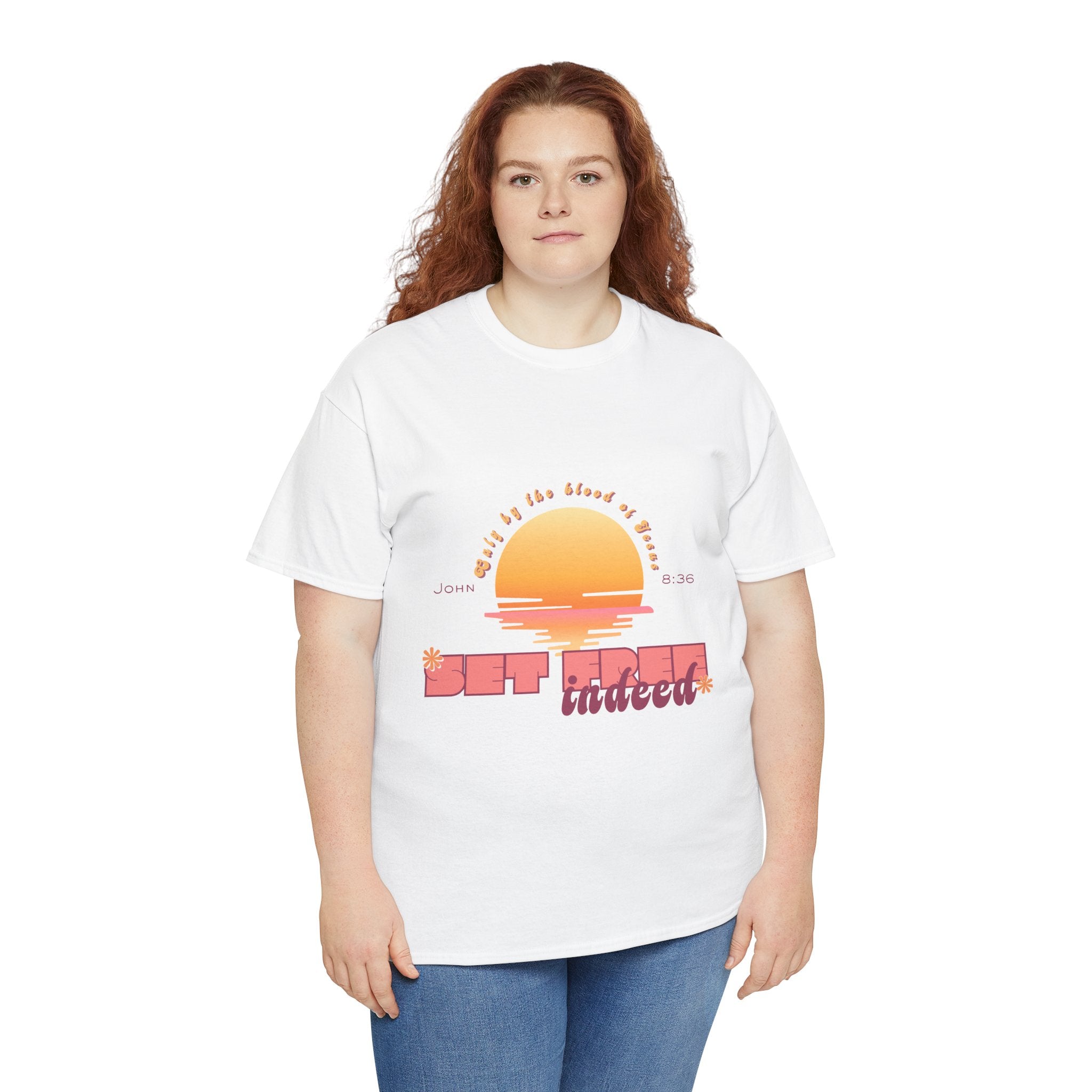 Women's 'Set free indeed' John 8:36- Heavy Cotton Tee