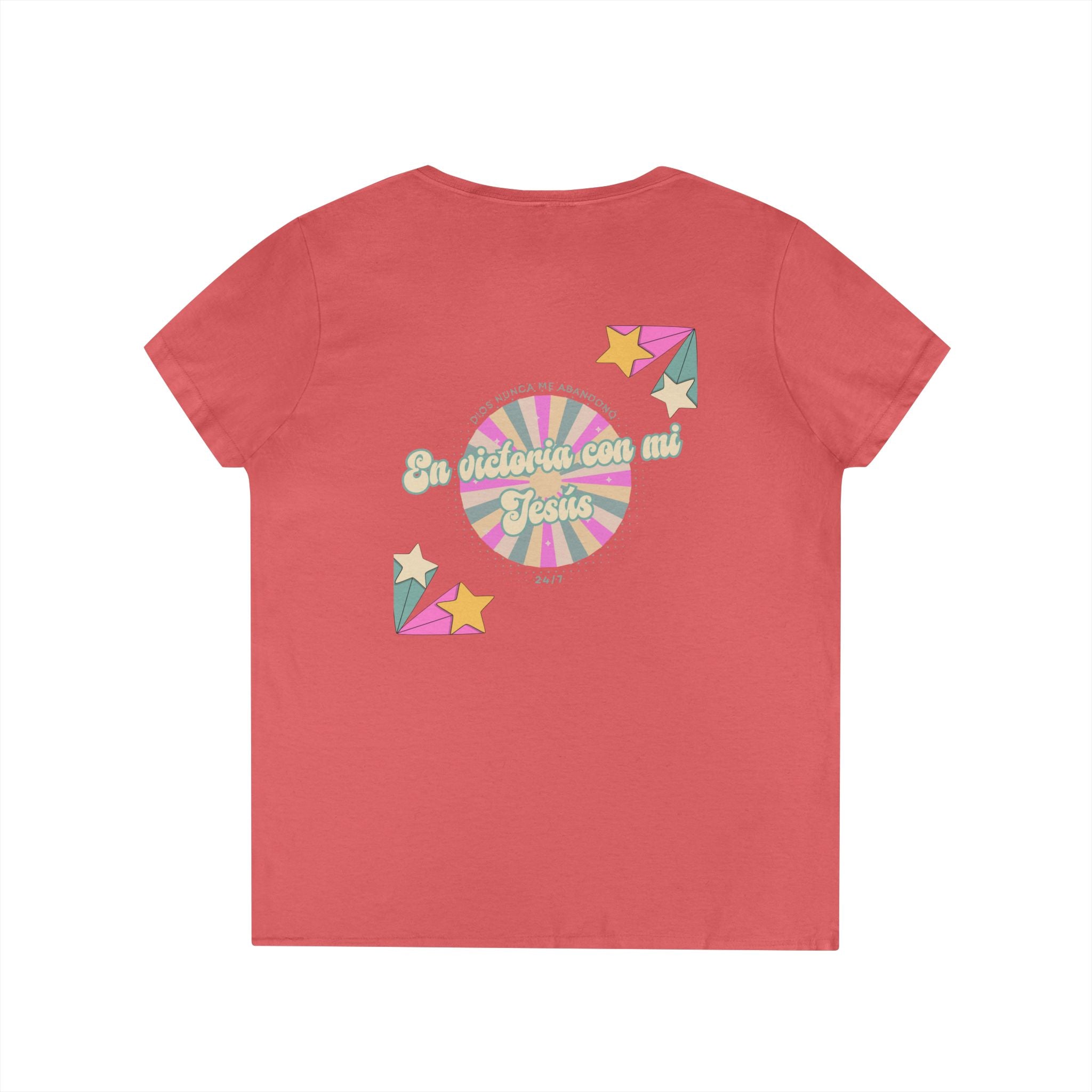 Camisa cuello V-Neck — "En victoria con mi Jesús" Para Mujeres