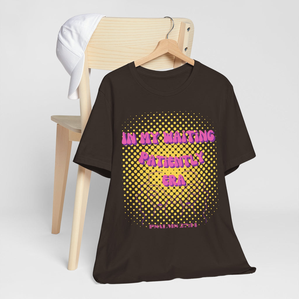 Women's 'In my Waiting Patiently Era' Tee - Yellow Graphic Jersey Short Sleeve