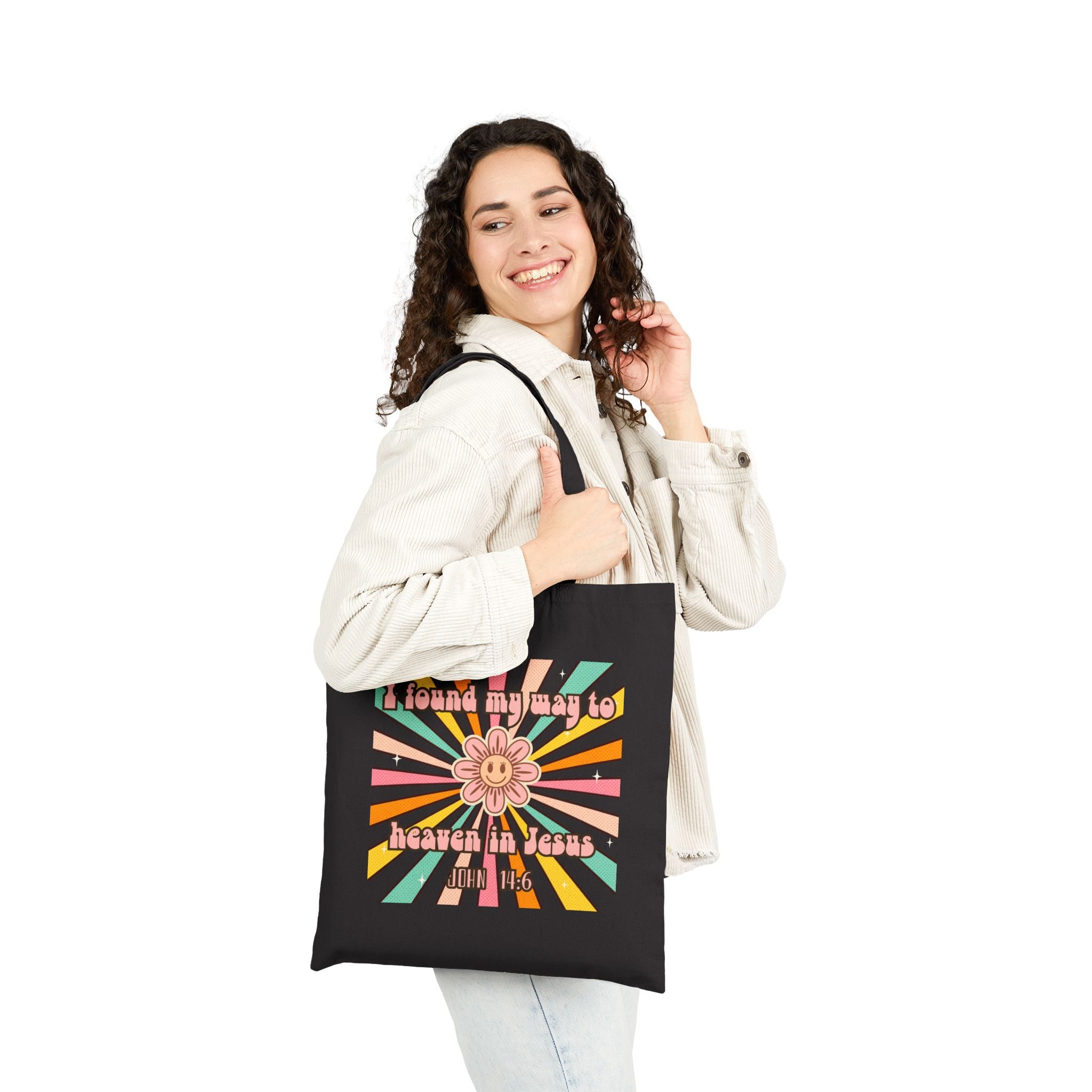 Women's John 14:6 Tote Bag — "I Found My Way to Heaven in Jesus" Canvas Shopper