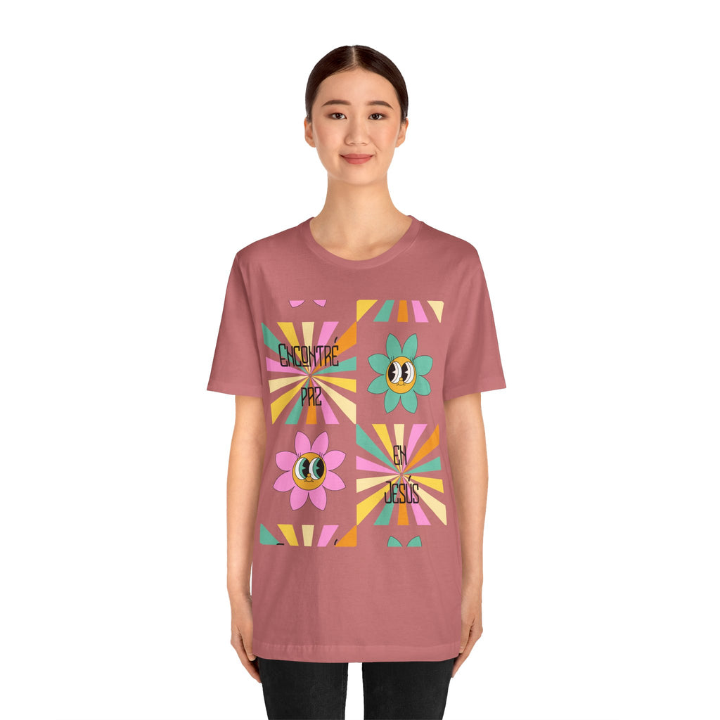 Woman's Spanish "Encontré paz en Jesús"- Camisa Retro Español