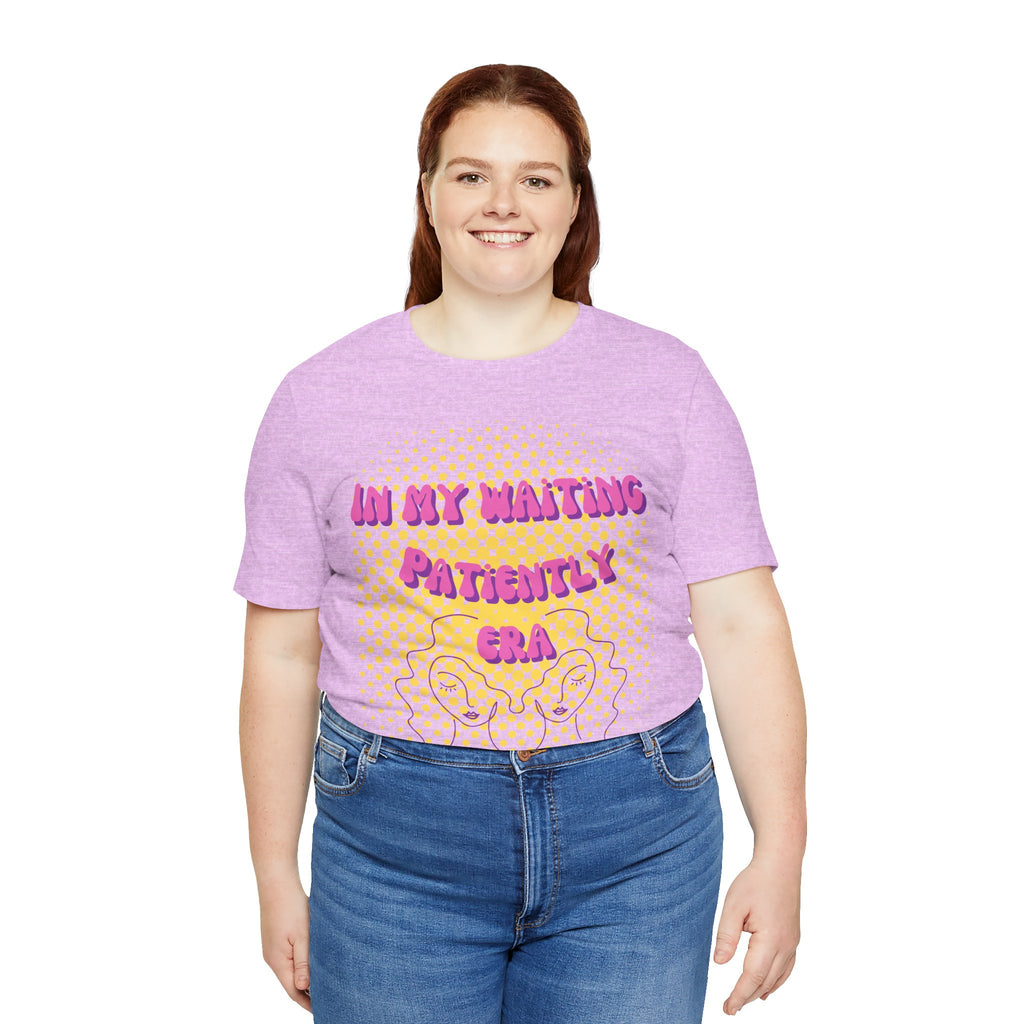 Women's 'In my Waiting Patiently Era' Tee - Yellow Graphic Jersey Short Sleeve