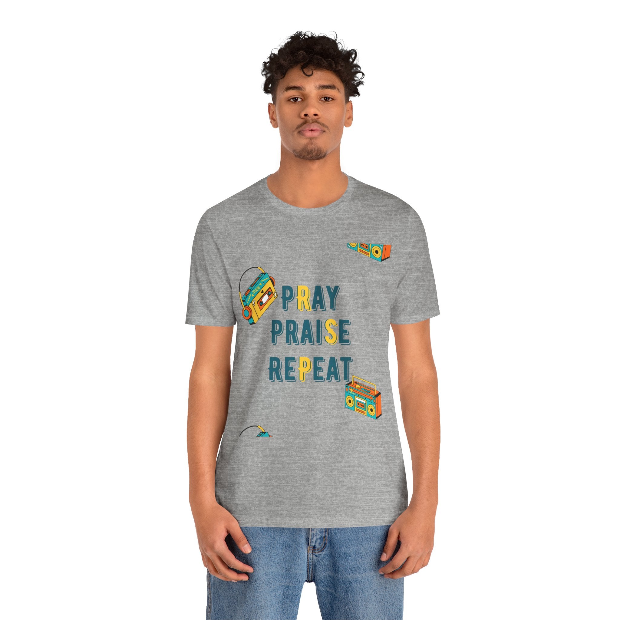 Pray Praise Repeat T-Shirt — Vintage Boombox Christian Tee